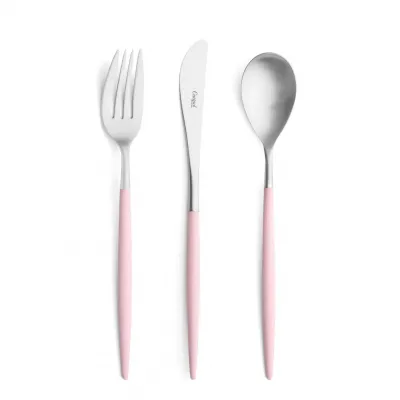 Mio Steel Pink Handle/Steel Matte Flatware