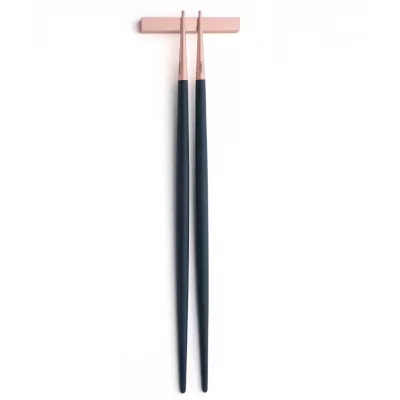 Goa Blue Handle/Rose Gold Matte Chopstick Set 8.9 in (22.5 cm)