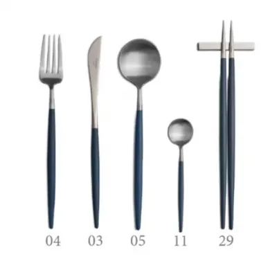 Goa Blue Handle/Steel Matte Chopstick Set 8.9 in (22.5 cm)