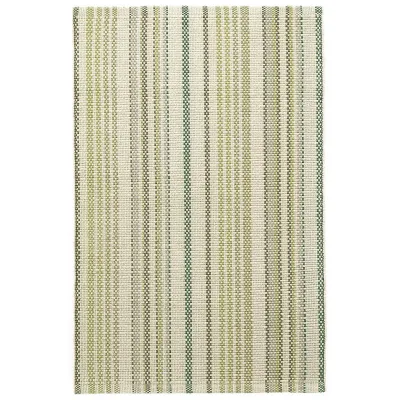 Oslo Stripe Green Woven Cotton Rugs