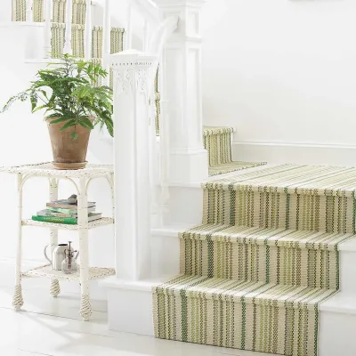 Oslo Stripe Green Woven Cotton Rugs