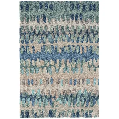 Paint Chip Blue Micro Hooked Wool Rugs