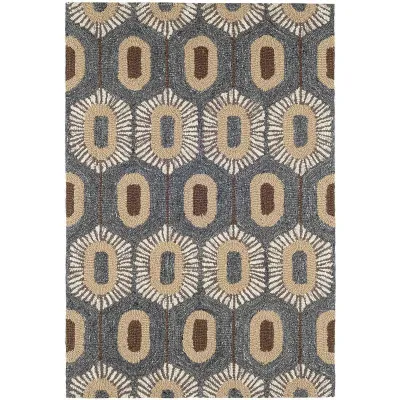 Stowe Blue Brown Micro Hooked Wool Rugs