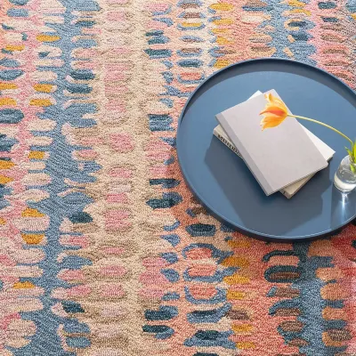 Paint Chip Coral Micro Hooked Wool Rugs