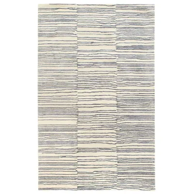 Striae Pewter Blue by Marie Flanigan Hand Tufted Wool Rugs