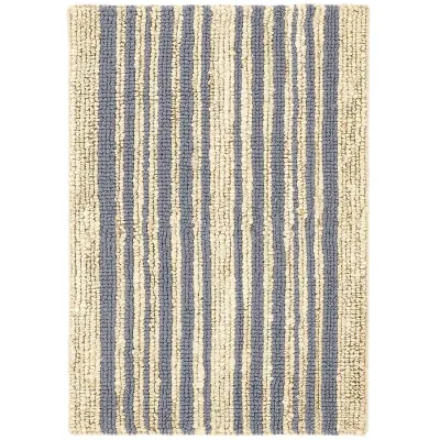 Calder Stripe by Marie Flanigan Stripe Pewter Blue Handwoven Jute Rugs