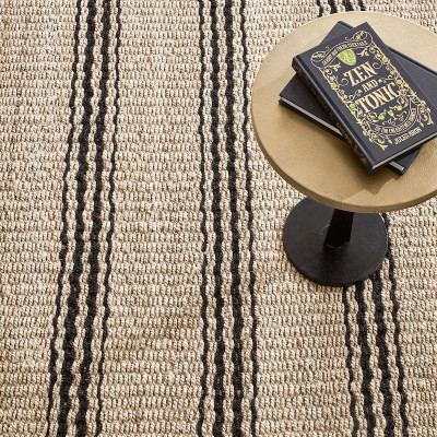 Jute Ticking Black Handwoven Jute Rugs