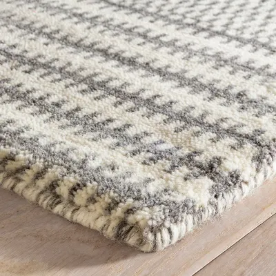 Tracks Grey Hand Loom Knotted Wool Rugs