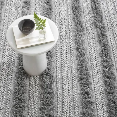 Zhara Stripe Grey Handwoven Indoor/Outdoor Rugs