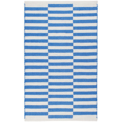Sailing Stripe French Blue Handwoven Indoor/Outdoor Rugs