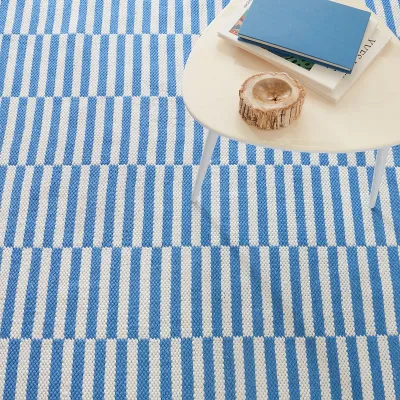 Sailing Stripe French Blue Handwoven Indoor/Outdoor Rugs