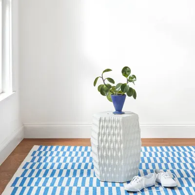 Sailing Stripe French Blue Handwoven Indoor/Outdoor Rugs