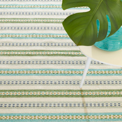 Long Slade Teal Handwoven Cotton Rugs