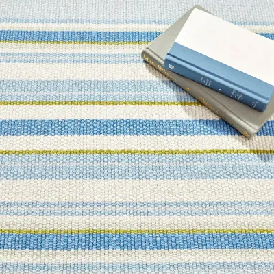 Daphne Stripe French Blue Handwoven Cotton Rug