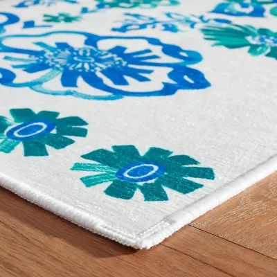Graphic Gerbera by Frances Valentine Teal Machine Washable Rugs