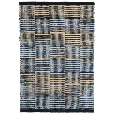 Denim Rag Gridwork Blue Handwoven Cotton Rug