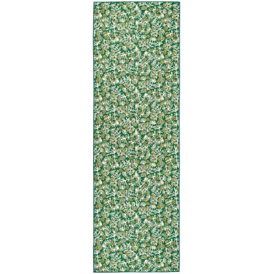 Winter Pinecones Green Machine Washable Rug