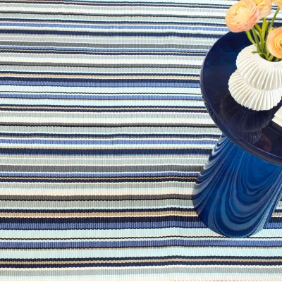 Westbrook Stripe Blue Handwoven Indoor/Outdoor Rug