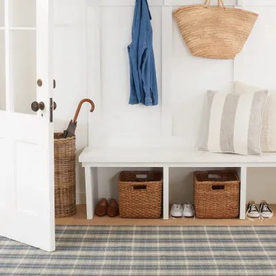 Lakeville Plaid Charcoal Handwoven Indoor/Outdoor Rug