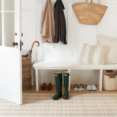 Lakeville Plaid Khaki Handwoven Indoor/Outdoor Rug