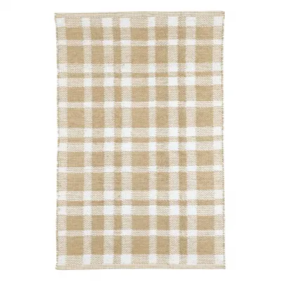 Tattersall Khaki Handwoven Indoor/Outdoor Rug