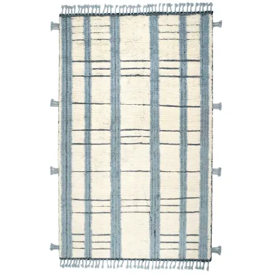 Tory Pewter Blue Hand Knotted Wool Rug - 6x9