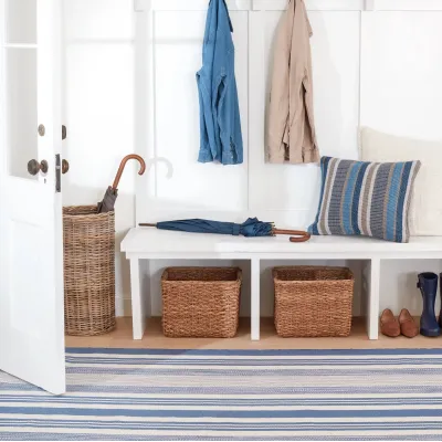Quincy Stripe Denim Handwoven Indoor/Outdoor Rug