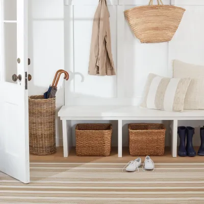 Quincy Stripe Khaki Handwoven Indoor/Outdoor Rug