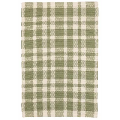 Tattersall Sage Handwoven Cotton Rug - 10x14