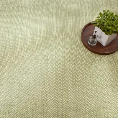 Herringbone Sage Handwoven Cotton Rug