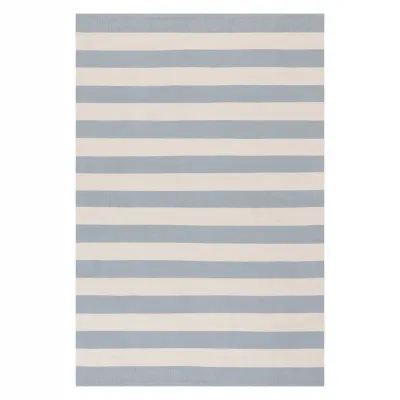 Banks Stripe Swedish Blue Handwoven Indoor/Outdoor Rug