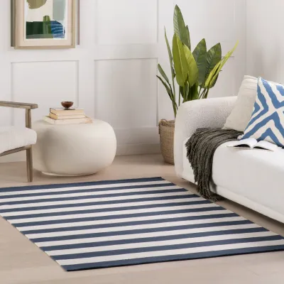 Banks Stripe Navy Handwoven Indoor/Outdoor Rug