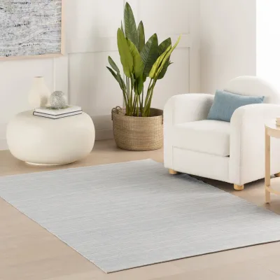 Skipper Stripe Swedish Blue Handwoven Indoor/Outdoor Rug