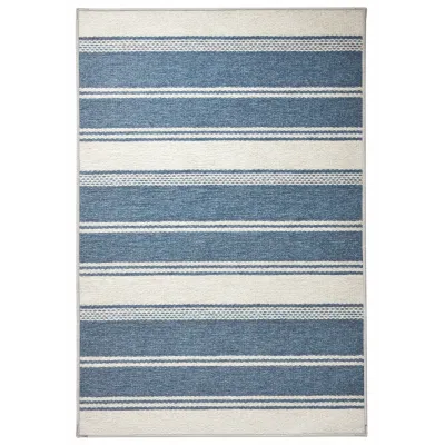 Bowman Stripe Blue Machine Washable Rug