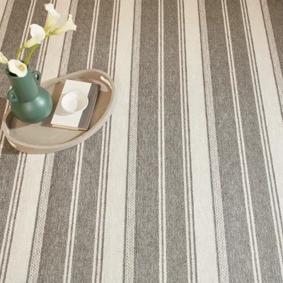 Bowman Stripe Grey Machine Washable Rug