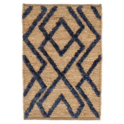 Marco Navy Jute Soumak Woven Rugs