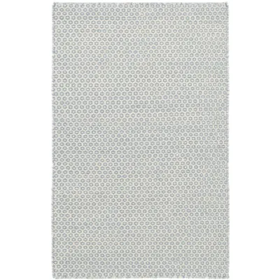 Honeycomb French Blue/Ivory Wool Woven Rug