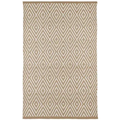 Diamond Khaki/White Handwoven Indoor/Outdoor Rug 8' x 10'