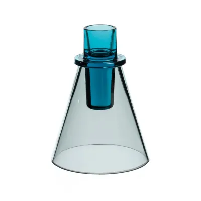 David Mellor Teal/Smoke Glass Candlestick
