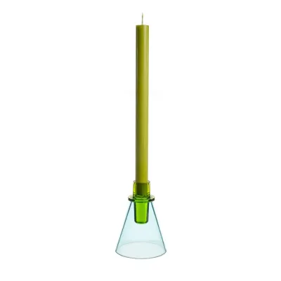David Mellor Lime/Sea Green Glass Candlestick