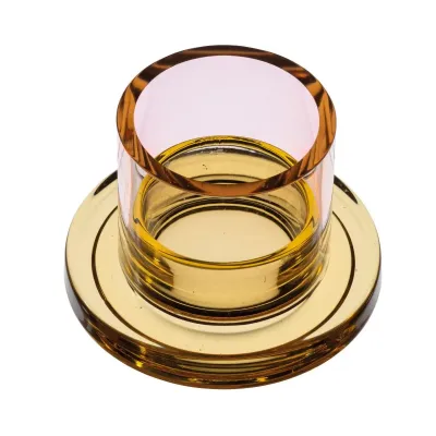 David Mellor Amber/Pink Tealight Holder