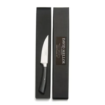 Black Handled Vegetable Knife Serrated 12Cm