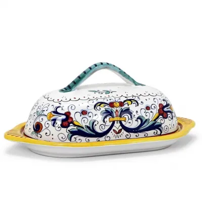 Ricco Deruta Butter Dish W Cover 9 x 3 high