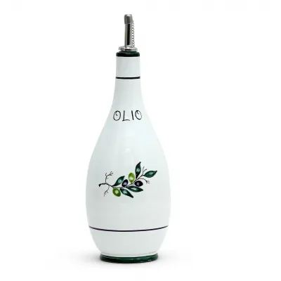 Oliva Olive Oil Bottle Dispenser With Metal Capped Pourer Bottle: 4 in Round x 10 high; 24 oz