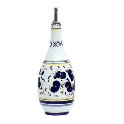 Orvieto Blue Rooster Olive Oil Bottle Dispenser With Metal Capped Pourer Bottle: 4 in Rd x 10 high; 24 oz