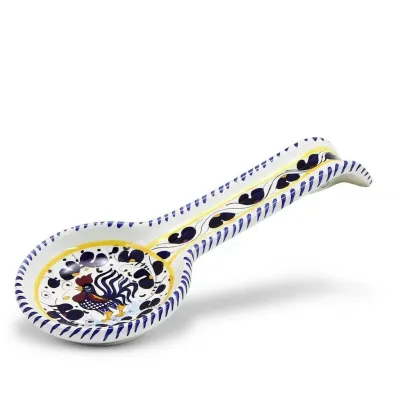 Orvieto Blue Rooster Spoon Rest 5 in Round x 12 Long