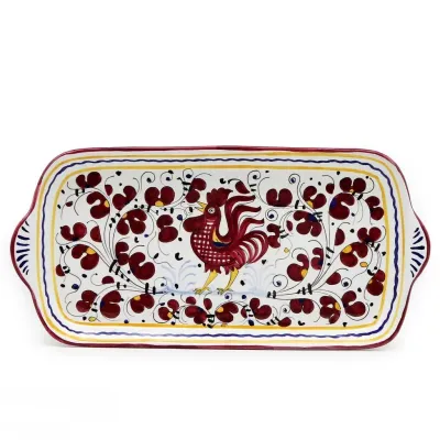 Orvieto Red Rooster Rectangular Tray 13 Long x 7