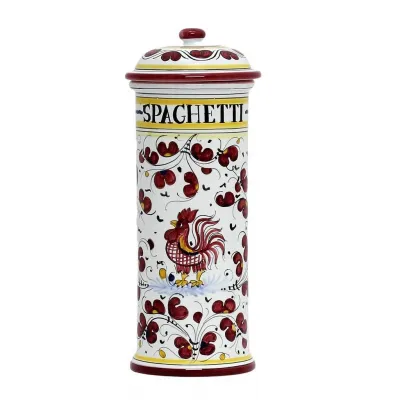 Orvieto Red Rooster Spaghetti Container Canister 5 in Round x 13 high