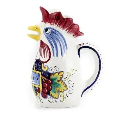 In Vino Veritas Traditional Italian Rooster Of Fortune Wine Pitcher (1.5 Liter 50 Oz) 5 W. x 7.5 in Round x 11.5 high