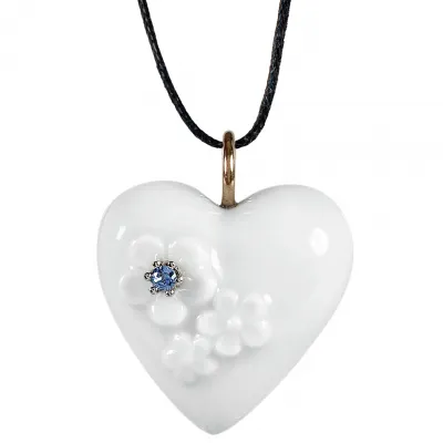 Hearts Pendant With Flower Relief Tanzanite